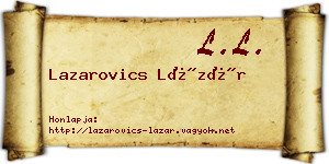 Lazarovics Lázár névjegykártya